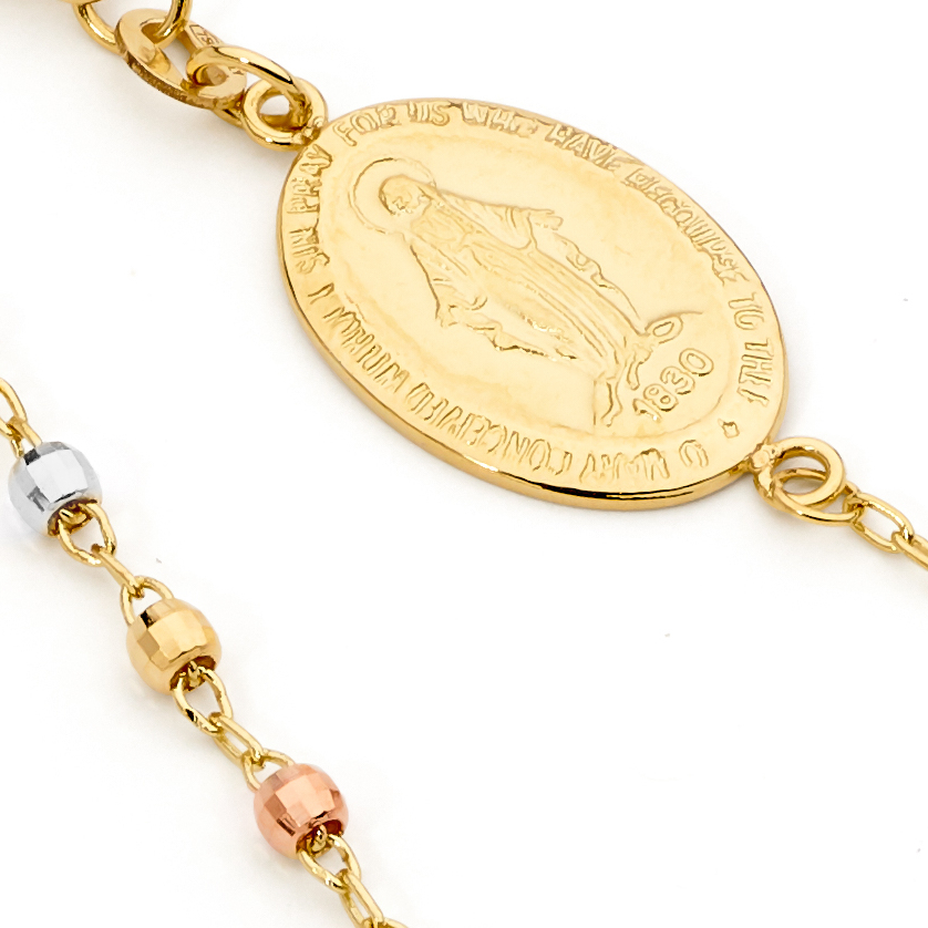 Gold Rosebud spring wire rosary bracelet Roses BR006