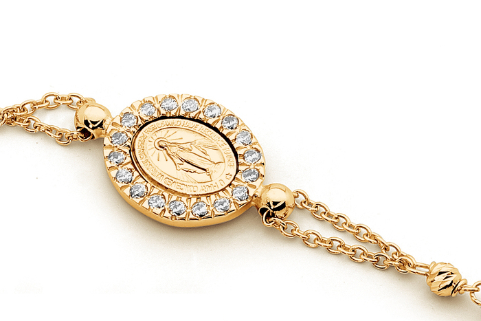 Italian Rosary religious necklace in 18kt yellow and white gold