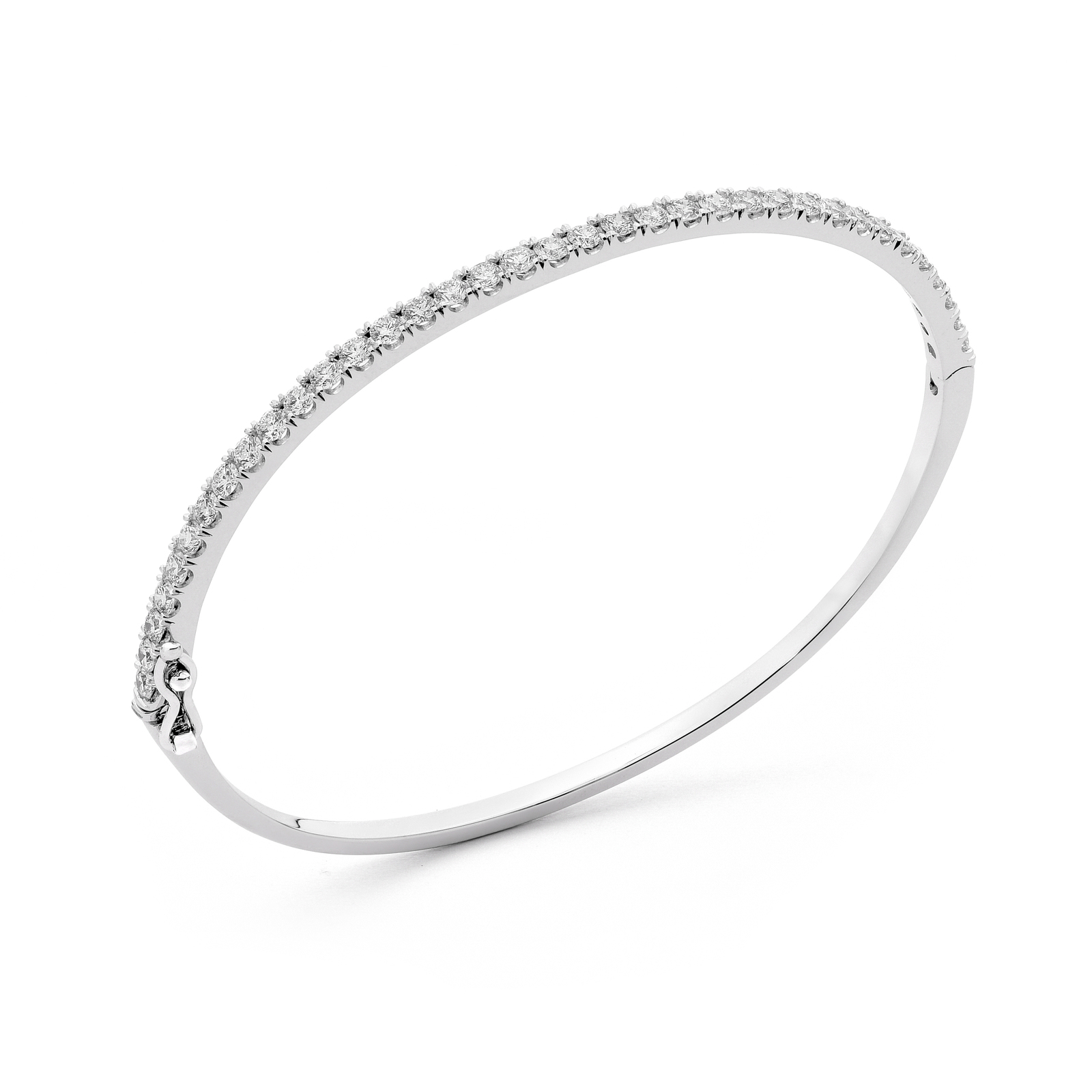 18KT White Gold Round Diamond Bangle| Holy Grace