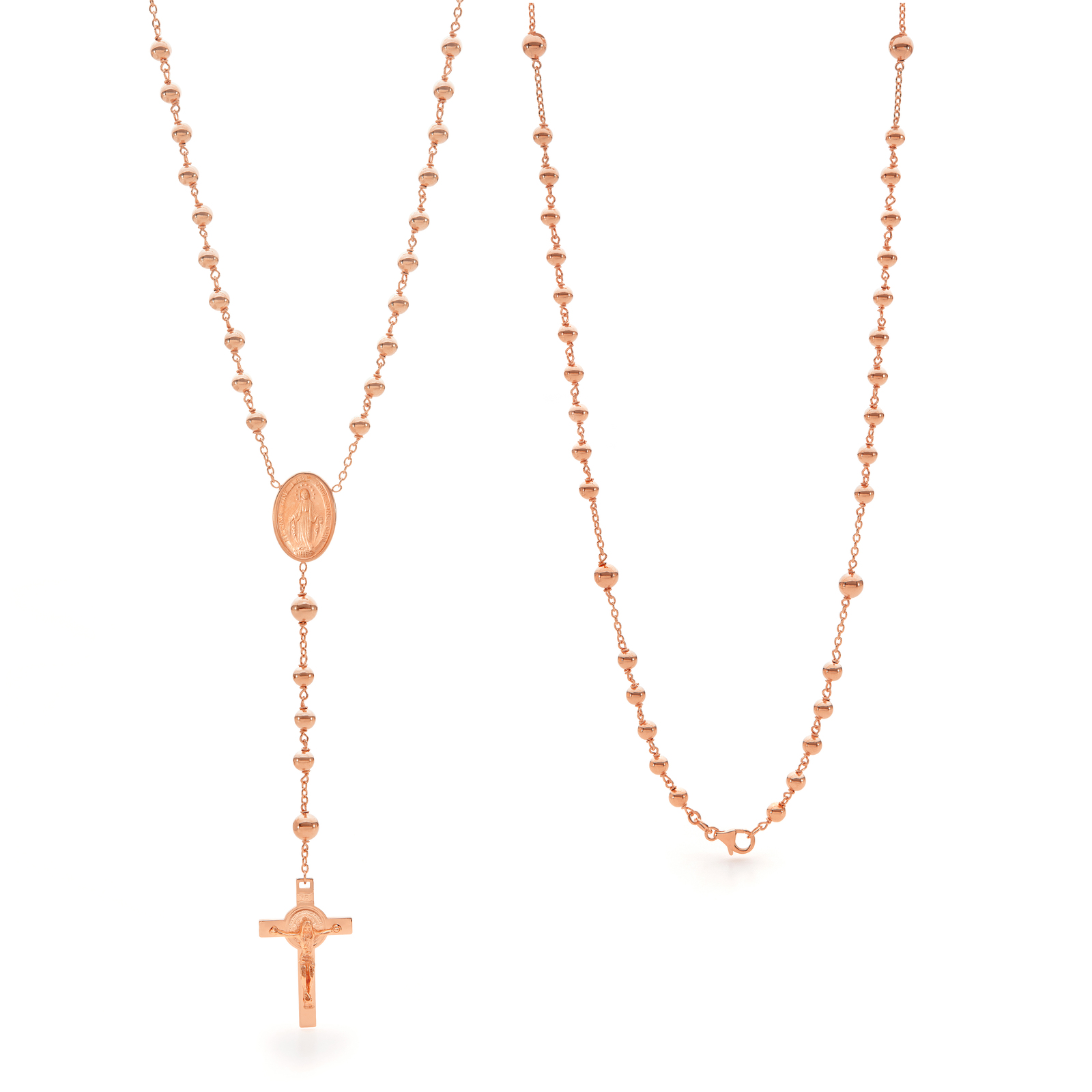 Gold Plated Stainless Steel Rosary Necklace With Cross Pendant Beaded Chain  For Men And Women From Wojia0616, $13.46 | DHgate.Com
