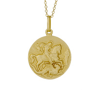 18KT Yellow Gold St George Round Medal Pendant | Holy Grace