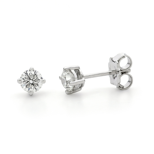 18KT 4 Claw White Gold 0.80CT Diamond Stud Earrings