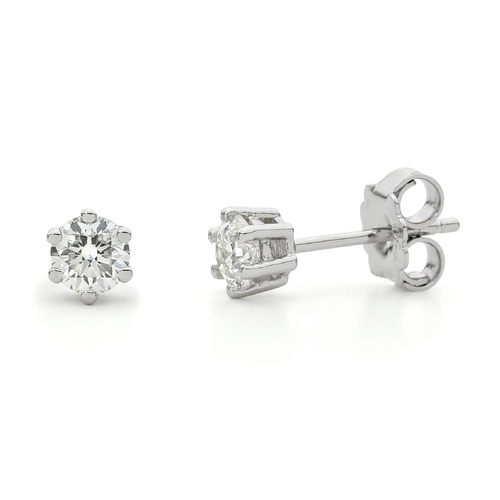 18KT 6 Claw White Gold 0.80CT Diamond Stud Earrings