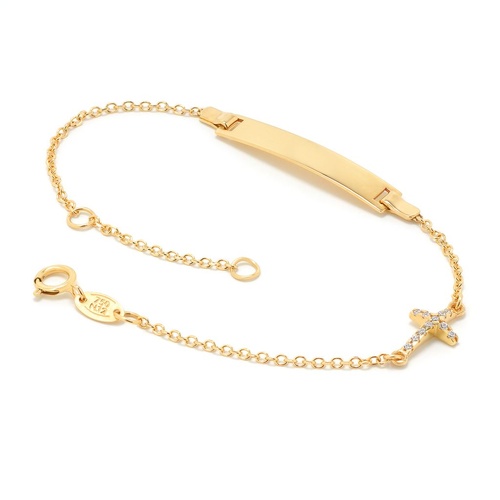 18KT Yellow Gold CZ Baby ID Bracelet