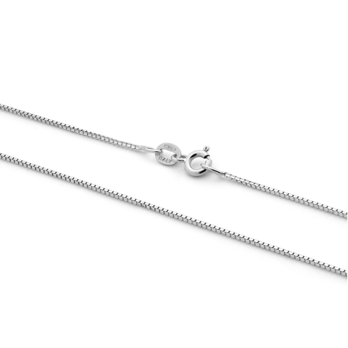 18KT White Gold Concave Box Chain