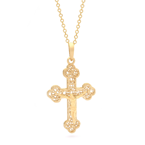 18KT Diamond Cut Yellow Orthodox Cross Pendant