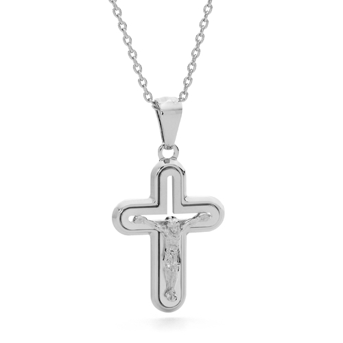 18KT White Gold Round Shape Cross Pendant