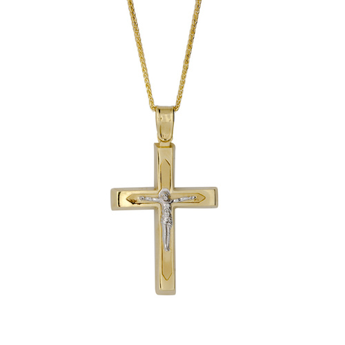 18KT Yellow and White Gold Cross  Pendant