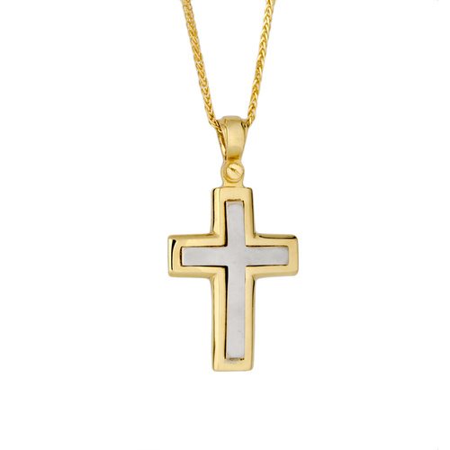 18KT Yellow and White Gold Cross Pendant