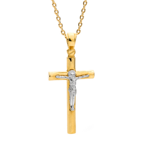 18KT Yellow And White Cross Pendant