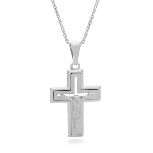 18KT White Gold Square Shape Cross Pendant