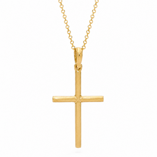 18KT Yellow Gold Round Shape Cross Pendant