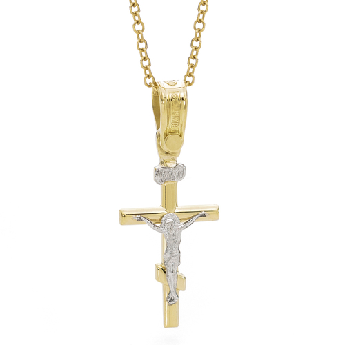 18KT Yellow and White Gold Cross Pendant