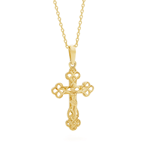 18KT Diamond Cut Yellow Gold Orthodox Cross Pendant