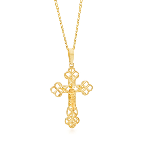 18KT Diamond Cut Yellow Orthodox Cross Pendant