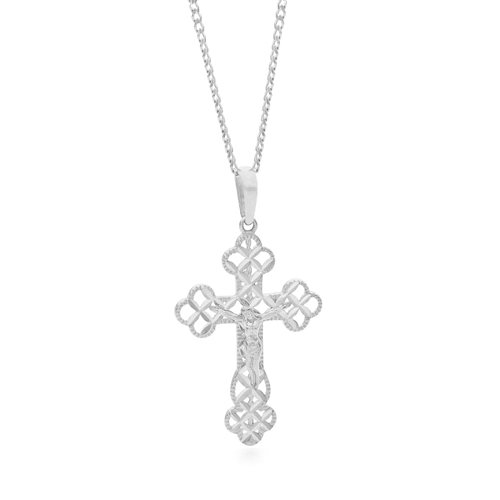 18KT Diamond Cut White Gold Orthodox Cross Pendant