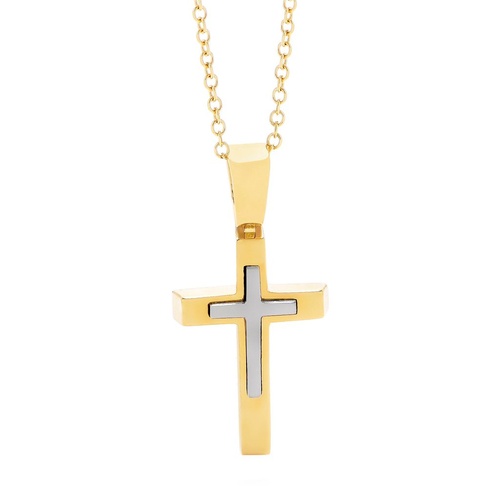 18KT Yellow and White Cross Pendant