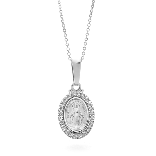 18KT Yellow Gold Lady of Miraculous Diamond Medal Necklace