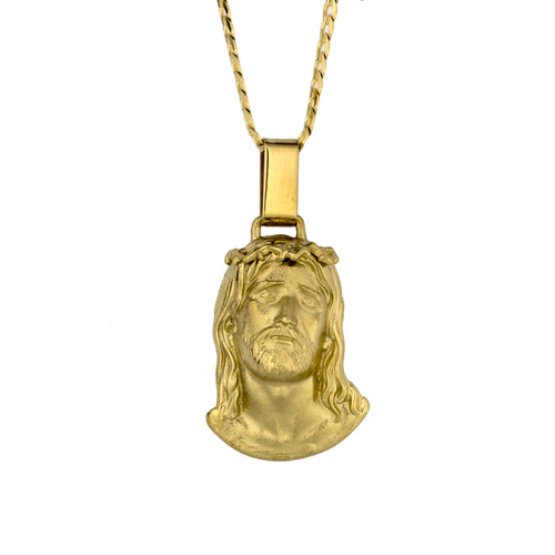18KT Yellow Gold Jesus Head Pendant