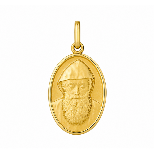 18KT Yellow Gold St Charbel Oval Medal Pendant