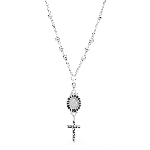 18KT White Gold Mary/Cross Necklace 