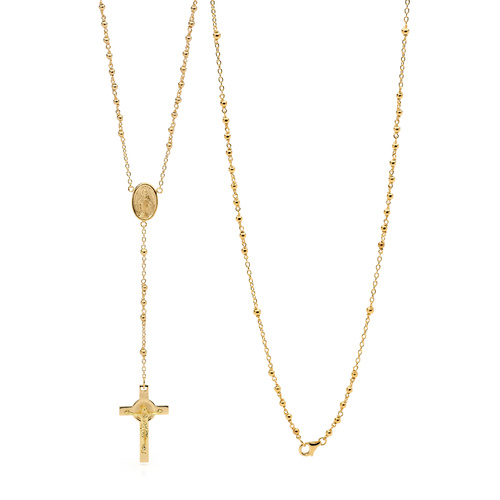 18KT Yellow Gold Rosary Bead Necklace 