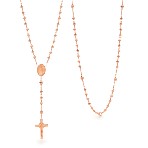 18KT Rose Gold Rosary Bead Necklace