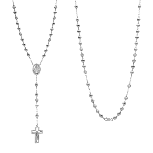 18KT White Gold Diamond Rosary  Necklace