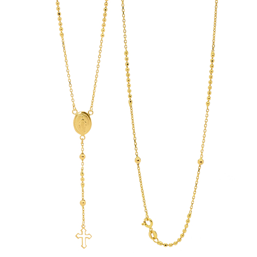 18KT Yellow Gold Rosary Bead Necklace