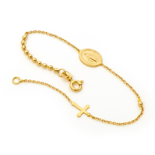 18KT Yellow Gold Rosary Bead Bracelet 