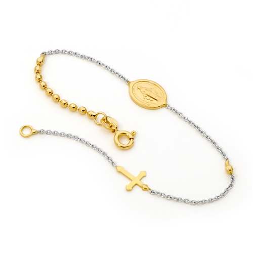 18KT Yellow and White Gold Rosary Bead Bracelet 