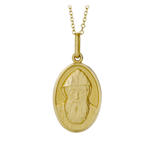 18KT Yellow Gold St Charbel Oval Medal Pendant
