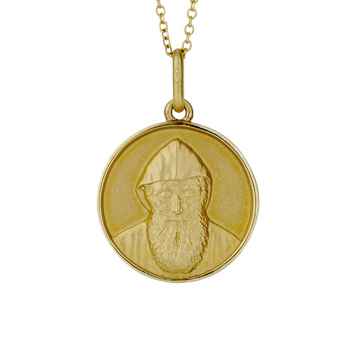 18KT Yellow Gold St Charbel Round Medal Pendant