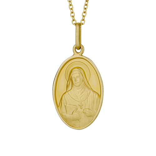 18KT Yellow Gold St Rafqa Oval Medal Pendant