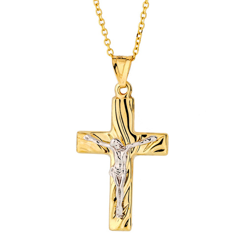 9KT Yellow/White Gold Cross Pendant