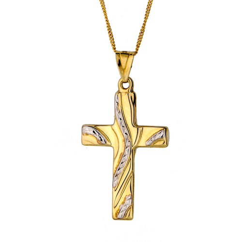 9KT White/Yellow Gold Cross Pendant