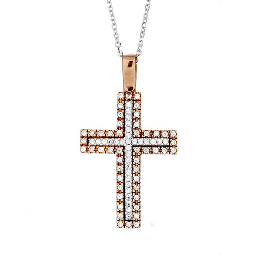 9KT Rose/White Gold Cross Pendant