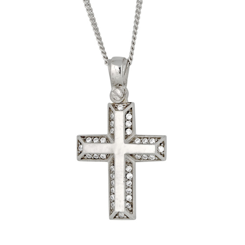 9KT White Gold Cross Pendant