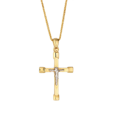 9KT White/Yellow Gold Cross Pendant