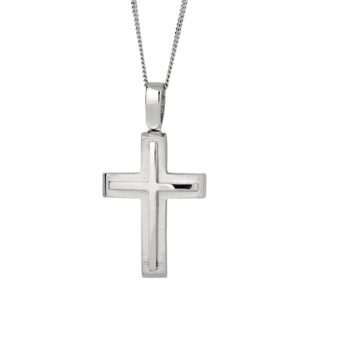 9KT White Gold Cross Pendant