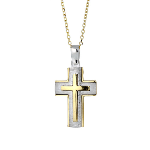 9KT White/Yellow Gold Cross Pendant