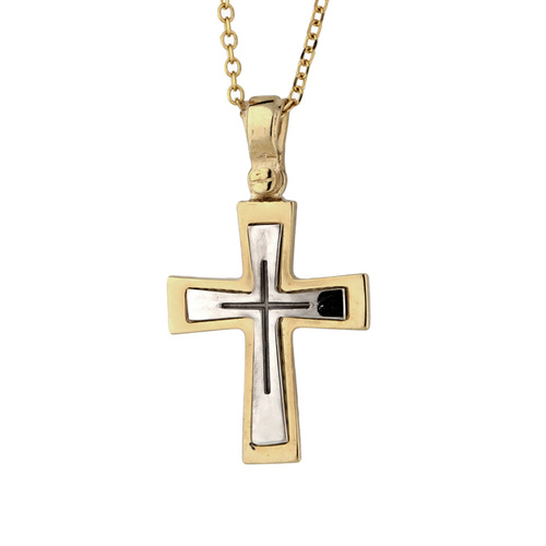 9KT Yellow/White Gold Cross Pendant