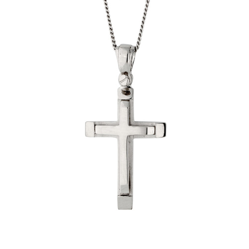 9KT White Gold Cross Pendant