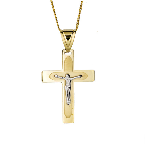 9KT Yellow/White Gold Cross Pendant