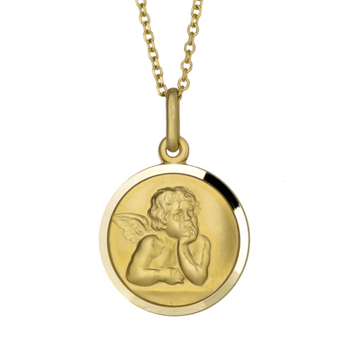 9KT Yellow Gold Angel Medal Pendant
