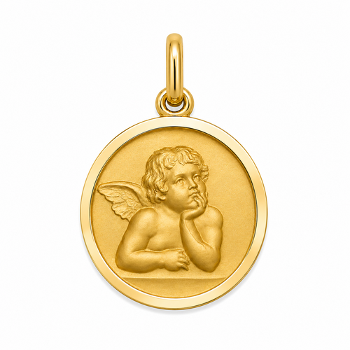 9KT Yellow Gold Angel Medal Pendant