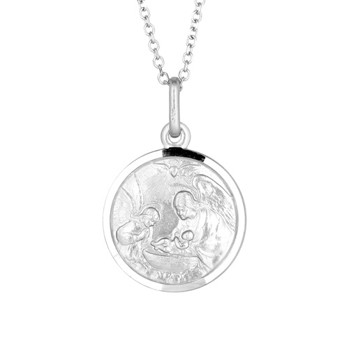 9KT White Gold Baptism Medal Pendant