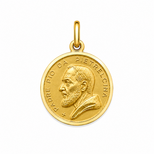 9KT Yellow Gold Padre Pio  Medal Pendant