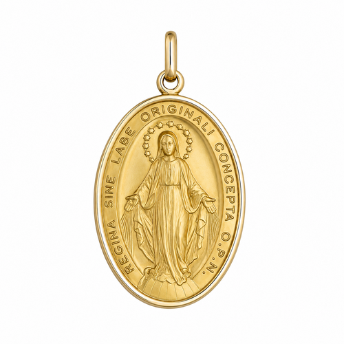 9KT Yellow Gold Our Lady of Miraculous Medal Pendant