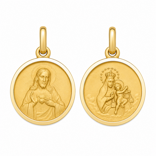 17mm 9KT Yellow Gold Scapular Medal Pendant 